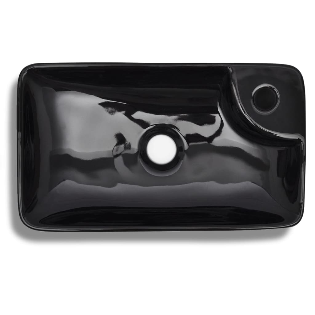 Ceramic Bathroom Sink Basin with Faucet Hole Black - Bend