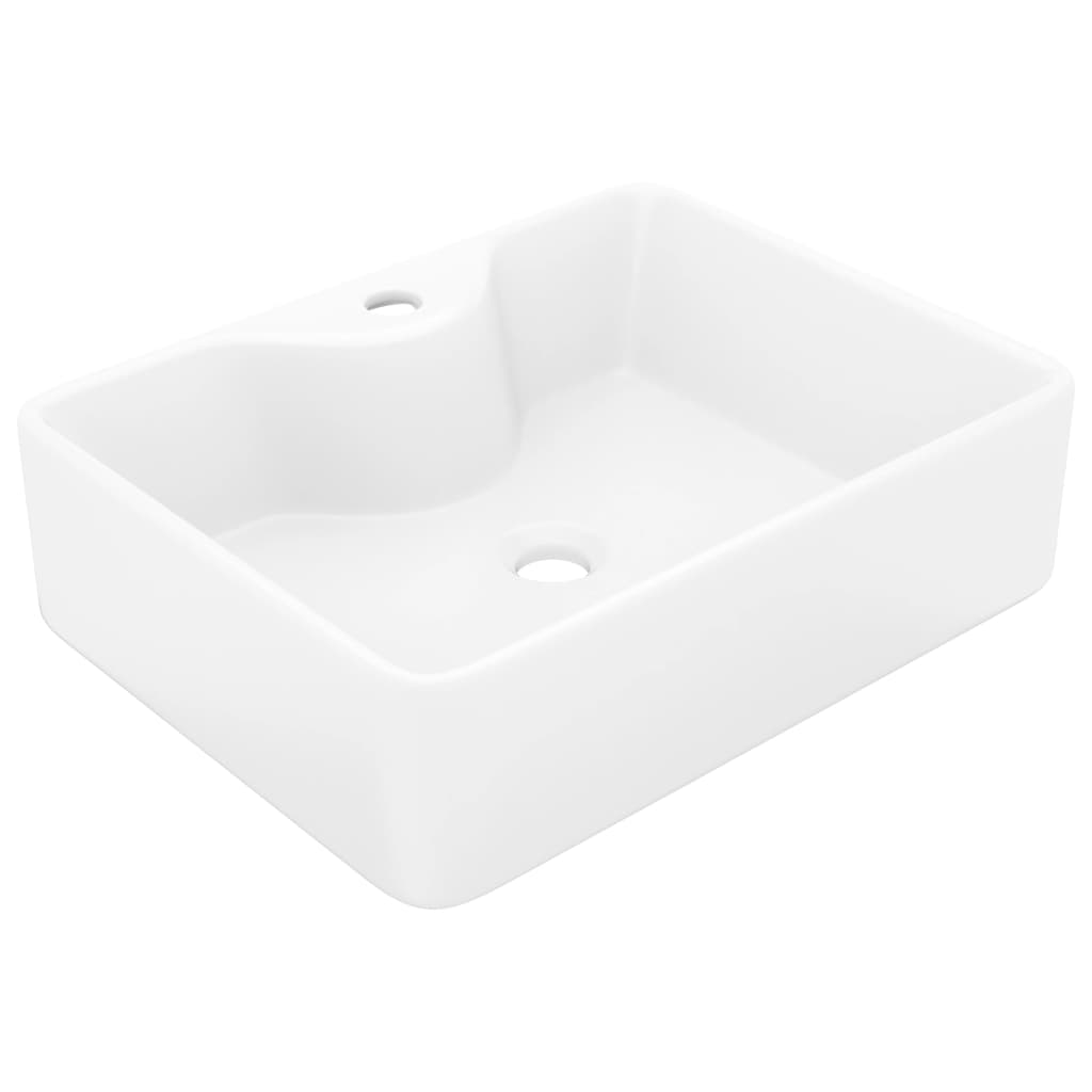 Ceramic Bathroom Sink Basin with Faucet Hole White Square - Bend