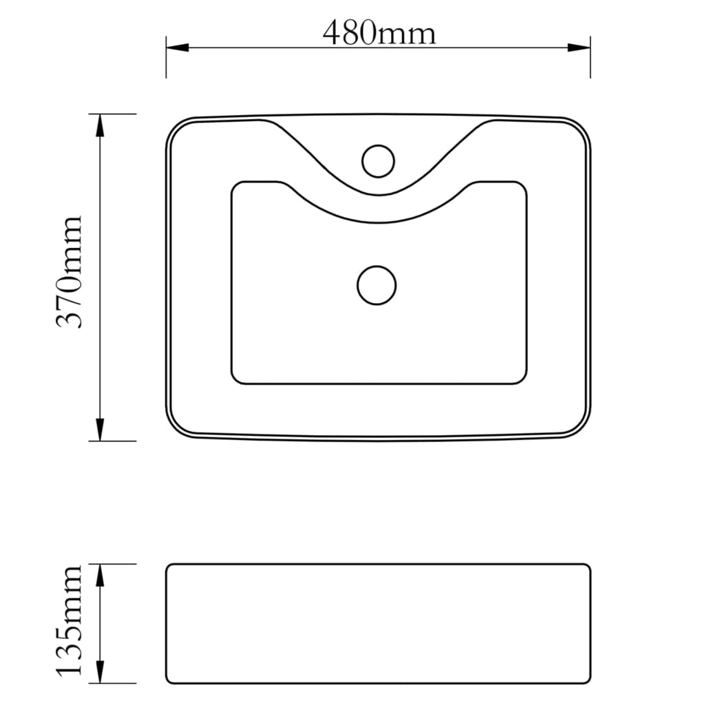 Ceramic Bathroom Sink Basin with Faucet Hole White Square - Bend