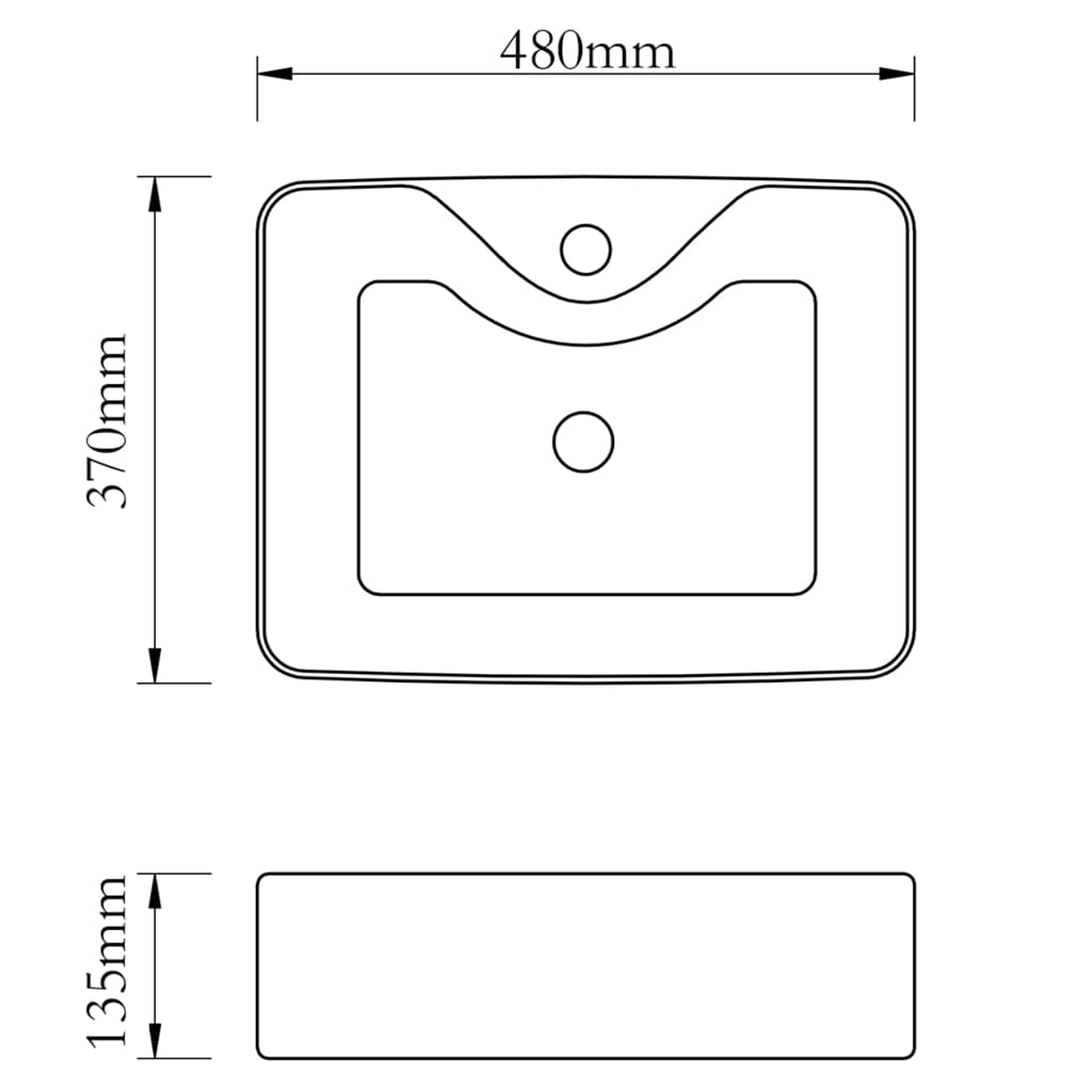 Ceramic Bathroom Sink Basin with Faucet Hole Black Square - Bend