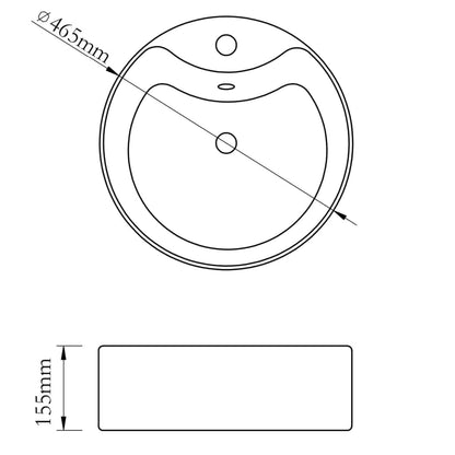 Ceramic Bathroom Sink Basin Faucet/Overflow Hole Black Round - Bend