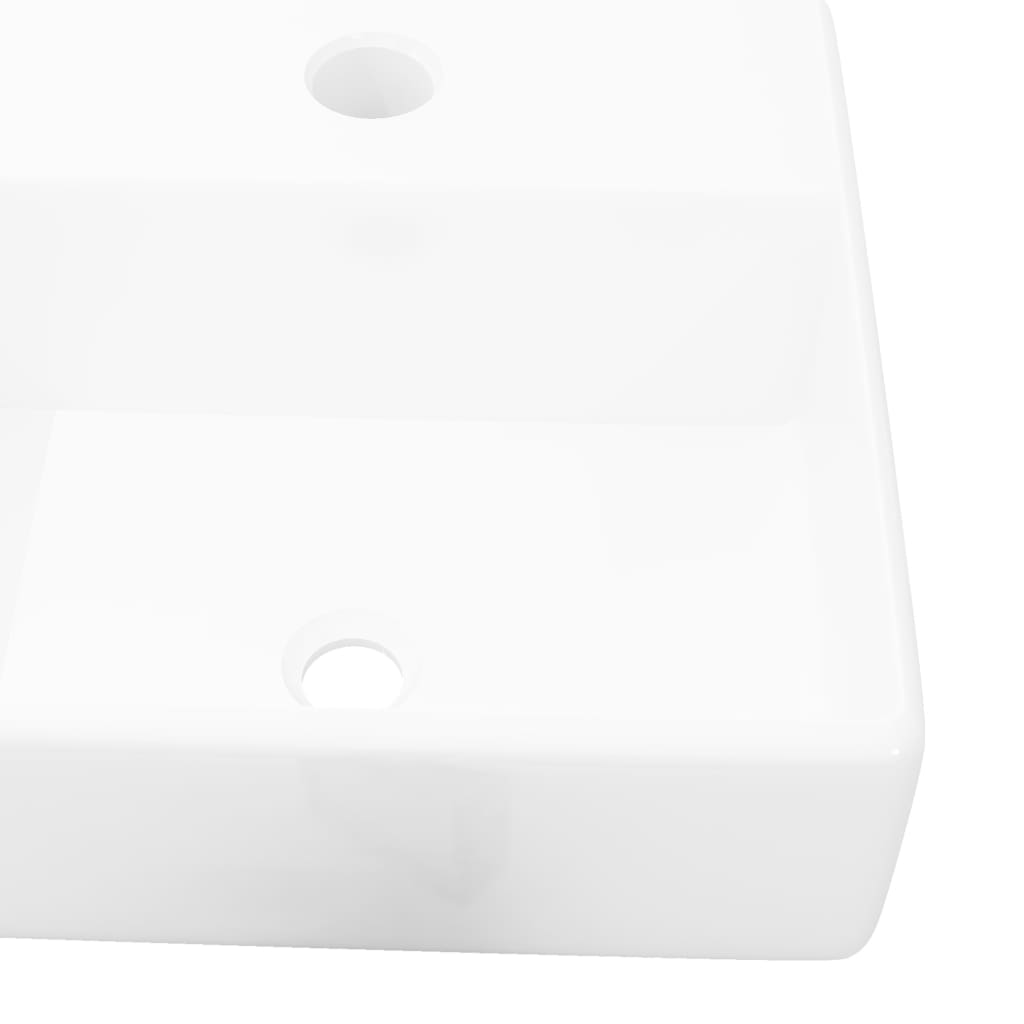 Ceramic Bathroom Sink Basin with Faucet Hole White Square - Bend