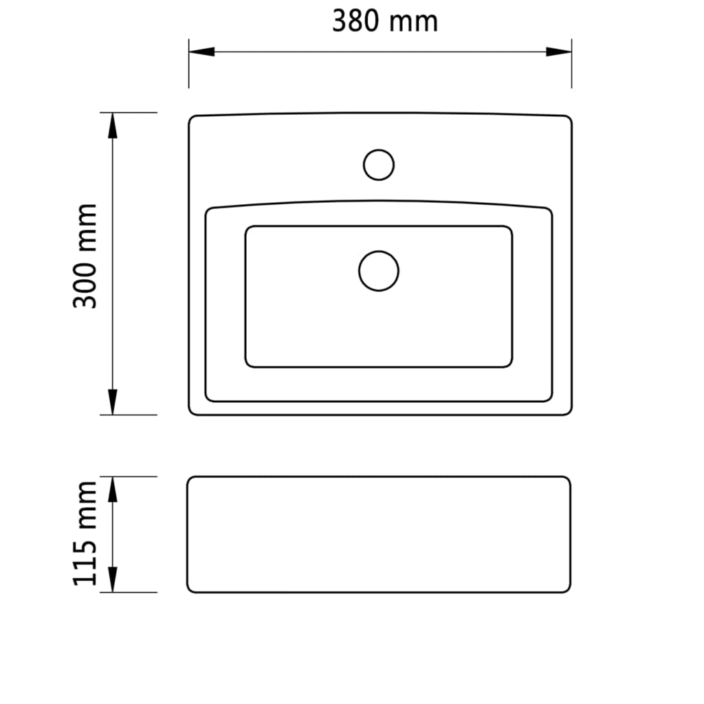 Ceramic Bathroom Sink Basin with Faucet Hole White Square - Bend