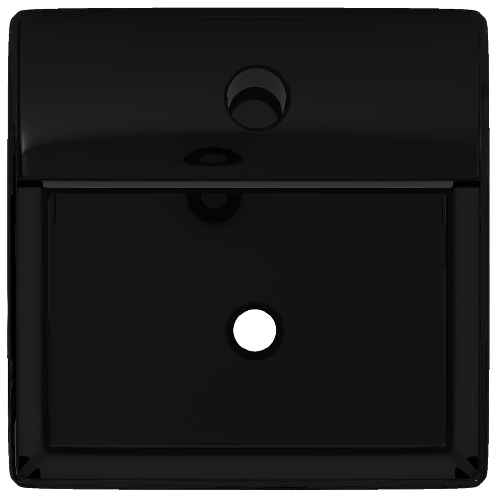 Ceramic Bathroom Sink Basin with Faucet Hole Black Square - Bend