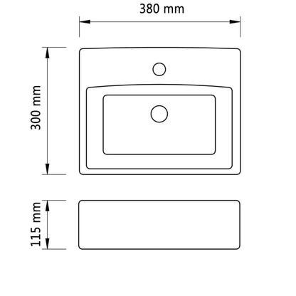 Ceramic Bathroom Sink Basin with Faucet Hole Black Square - Bend