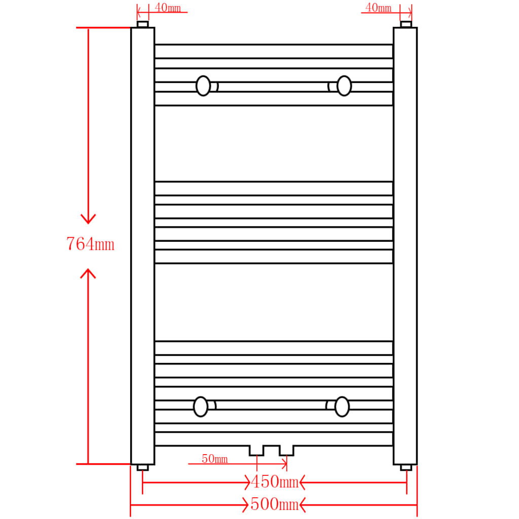 Grey Bathroom Central Heating Towel Rail Radiator Straight