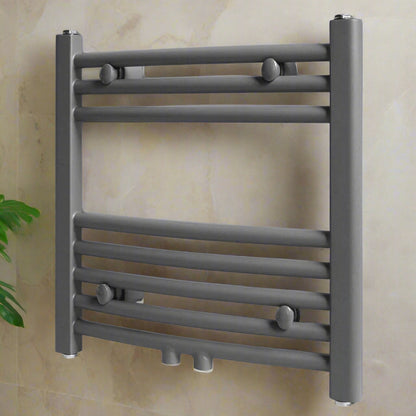 Grey Bathroom Central Heating Towel Rail Radiator Curve