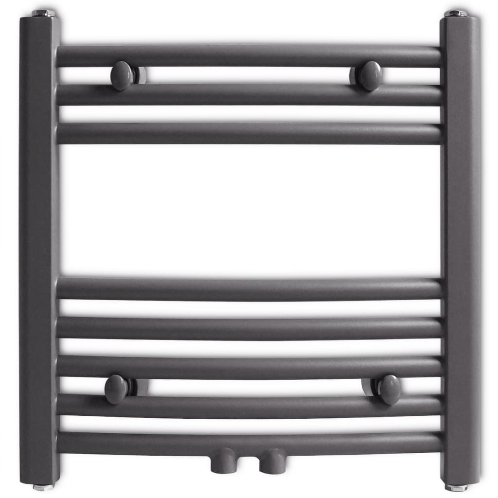 Grey Bathroom Central Heating Towel Rail Radiator Curve