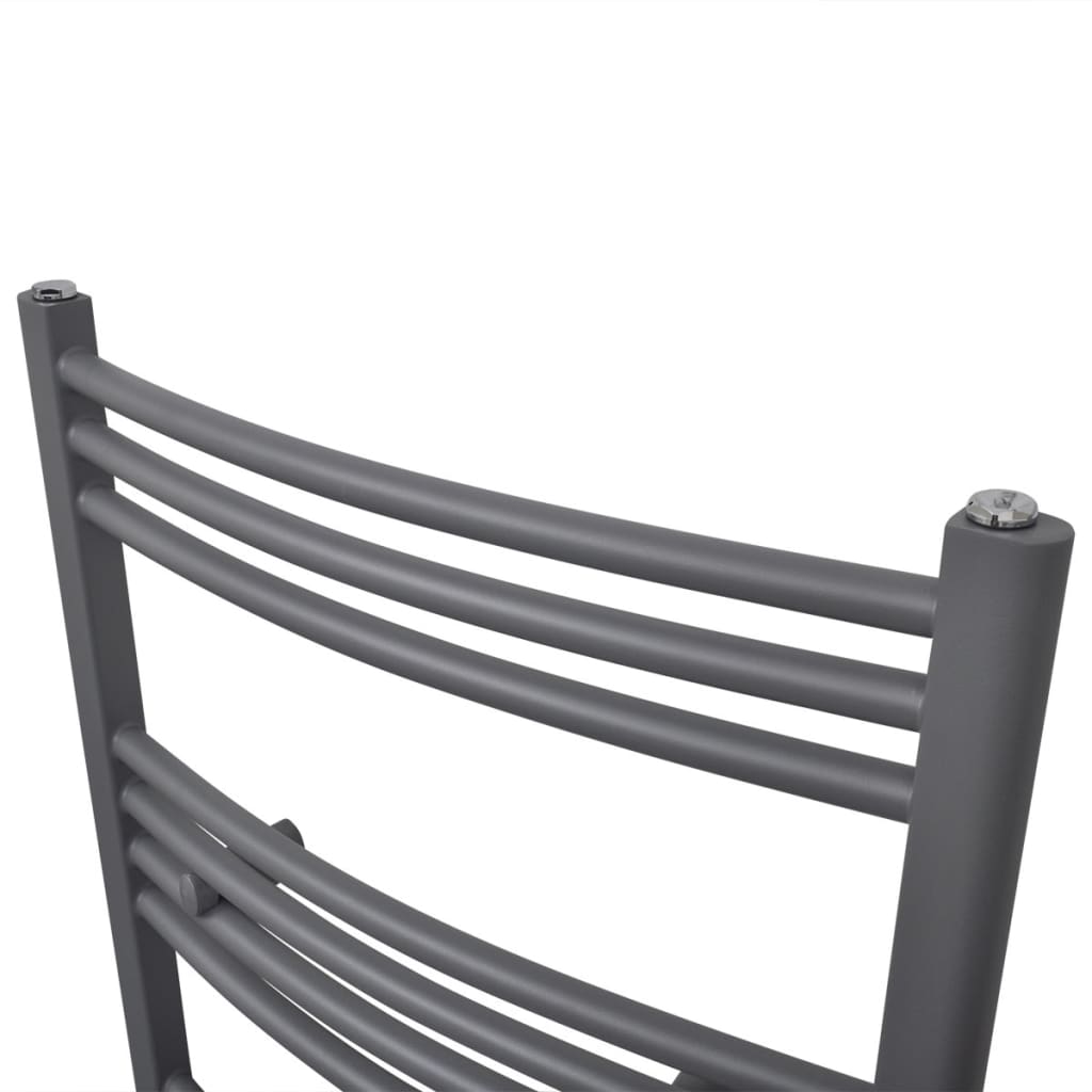 Grey Bathroom Central Heating Towel Rail Radiator Curve