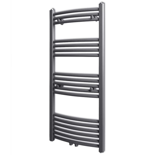 Grey Bathroom Central Heating Towel Rail Radiator Curve 500x1160mm