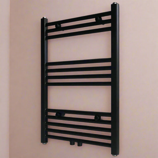 Black Central Heating Towel Rail Radiator - Straight Design