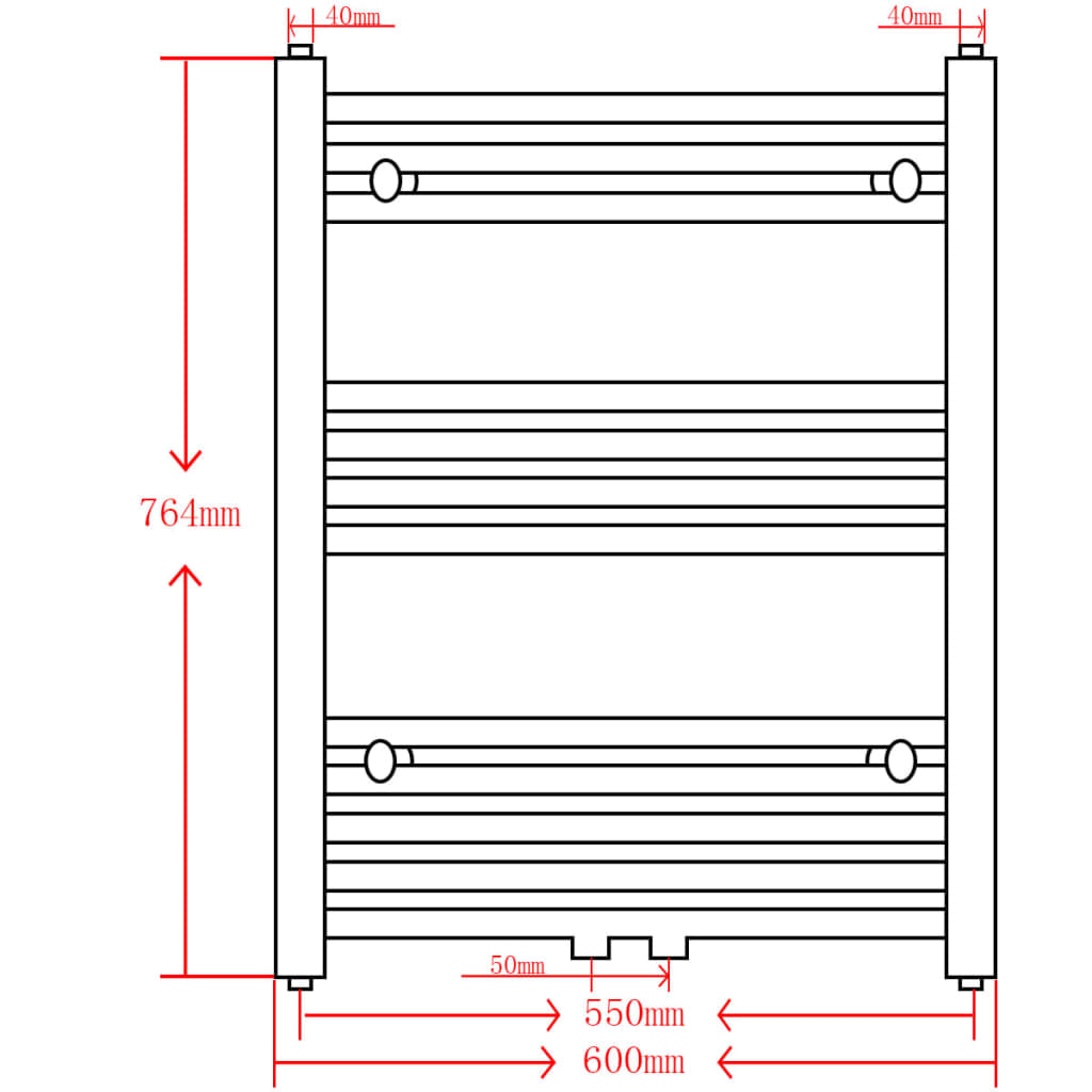 Black Straight Bathroom Heating Towel Rail Radiator