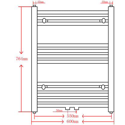 Black Straight Bathroom Heating Towel Rail Radiator