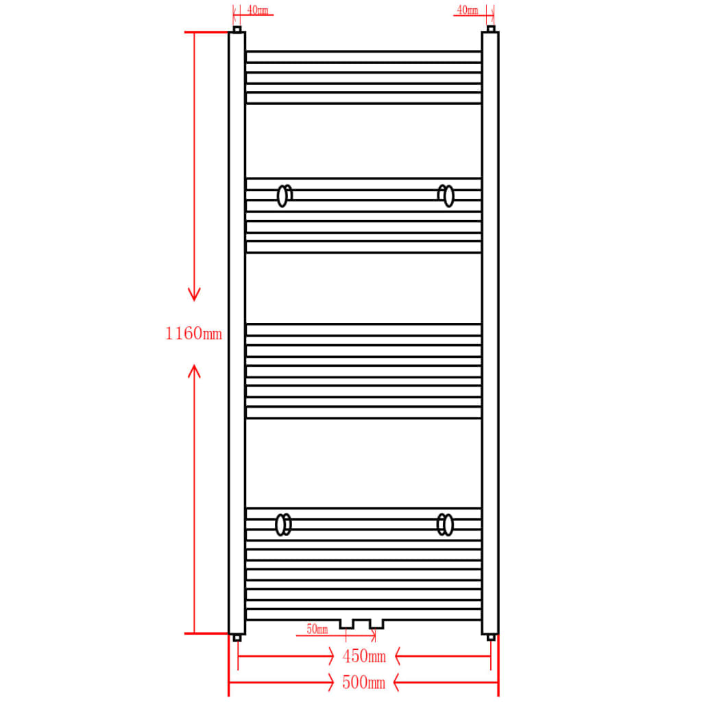 Black Bathroom Central Heating Towel Rail Radiator