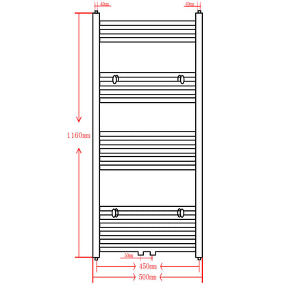 Black Bathroom Central Heating Towel Rail Radiator