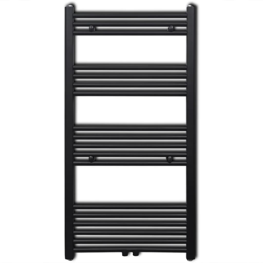 Black Central Heating Towel Rail Radiator - Dual Purpose Heated Towel Warmer