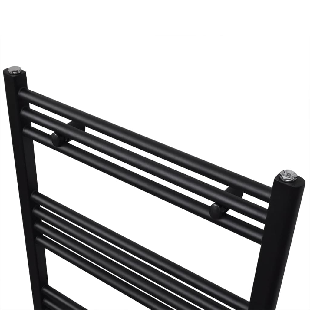 Black Central Heating Towel Rail Radiator - Dual Purpose Heated Towel Warmer