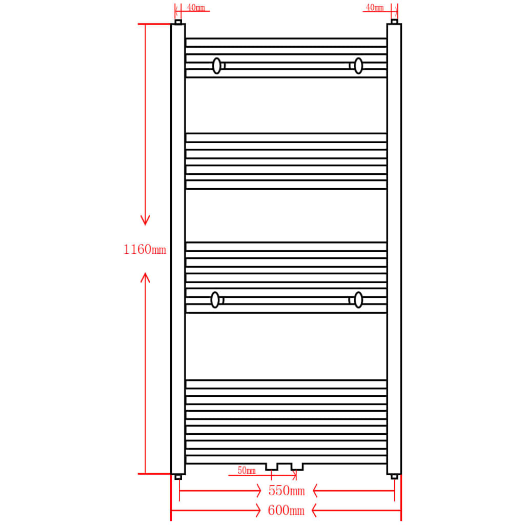 Black Central Heating Towel Rail Radiator - Dual Purpose Heated Towel Warmer