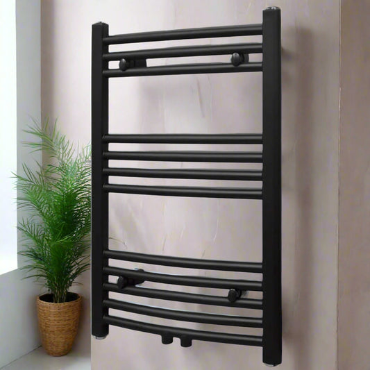 Bathroom Heating Towel Rail Radiator Curve Black