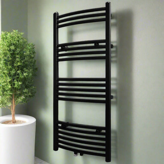 Black Curved Towel Rail Radiator for Central Heating