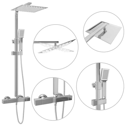 Dual Head Shower Set with Thermostat Stainless Steel - Bend