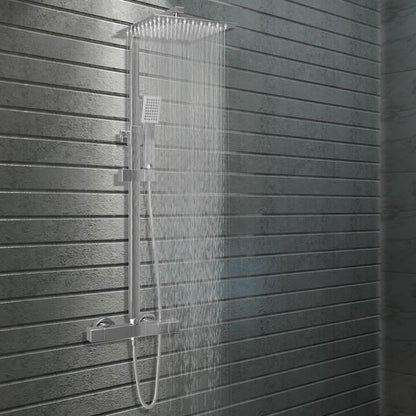 Dual Head Shower Set with Thermostat Stainless Steel - Bend