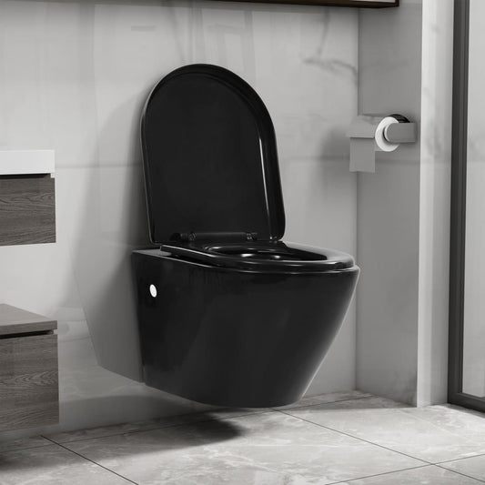 Wall Hung Rimless Toilet Ceramic Black