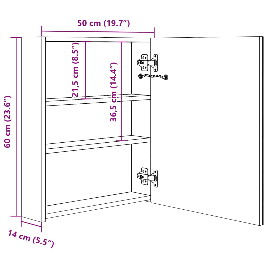 LED Bathroom Mirror Cabinet 50x13.5x60 cm - Bend