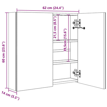 LED Bathroom Mirror Cabinet 60x14x62 cm