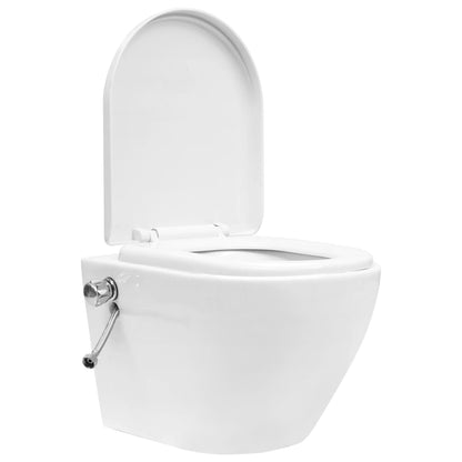 Wall Hung Rimless Toilet with Bidet Function Ceramic White