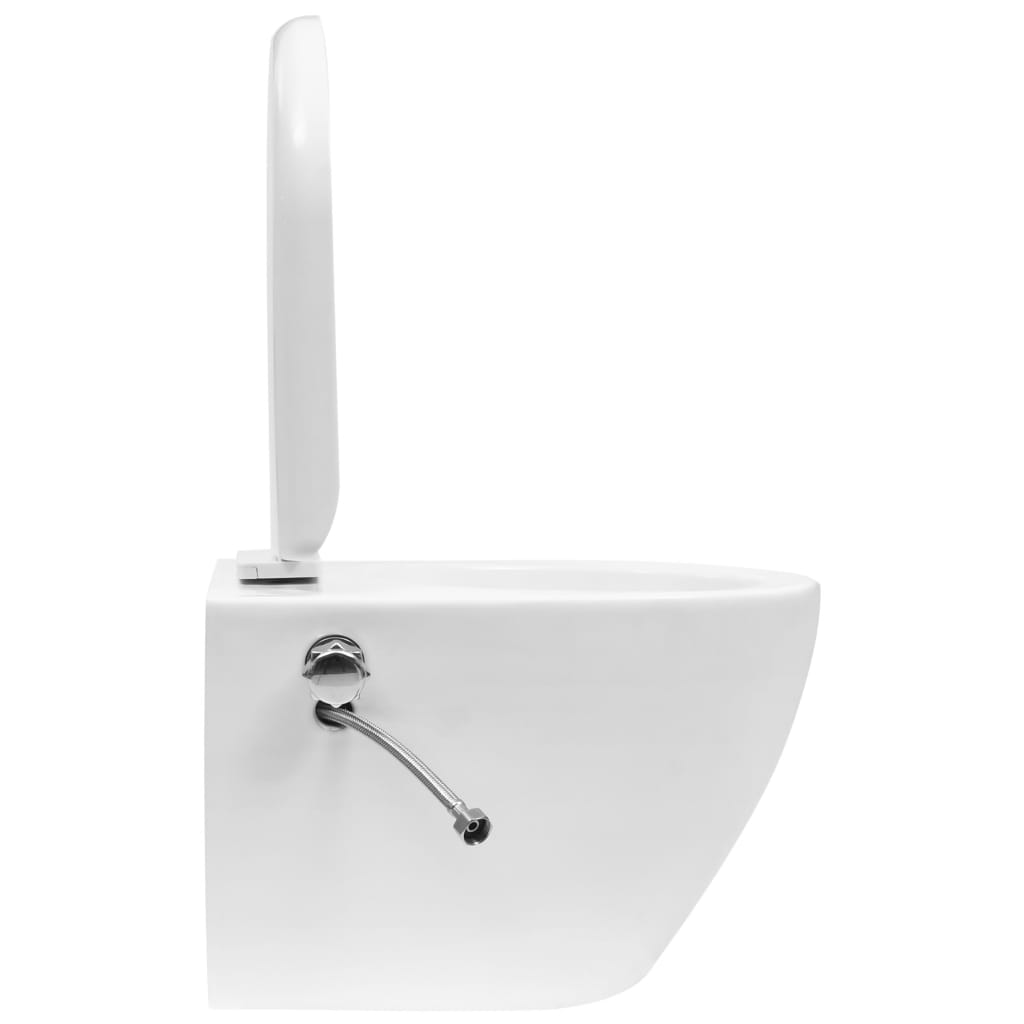 Wall Hung Rimless Toilet with Bidet Function Ceramic White