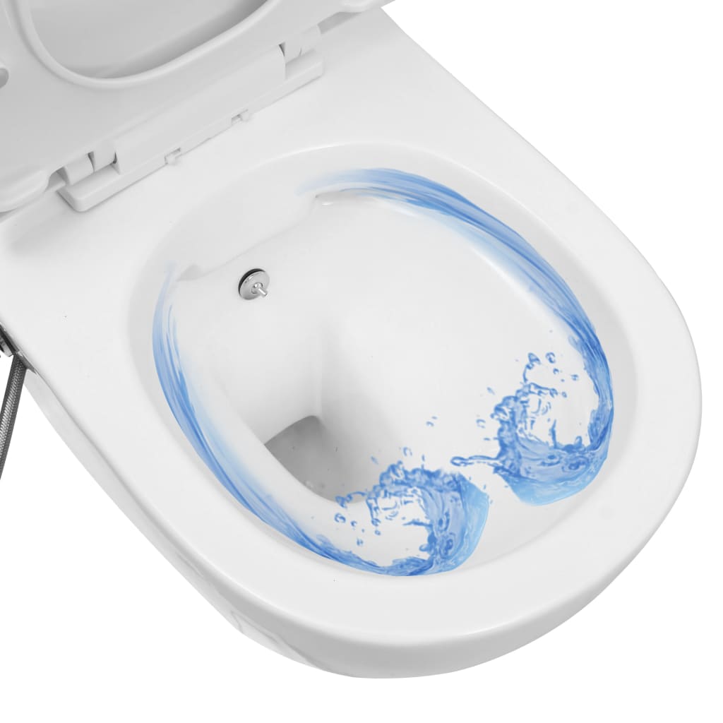 Wall Hung Rimless Toilet with Bidet Function Ceramic White