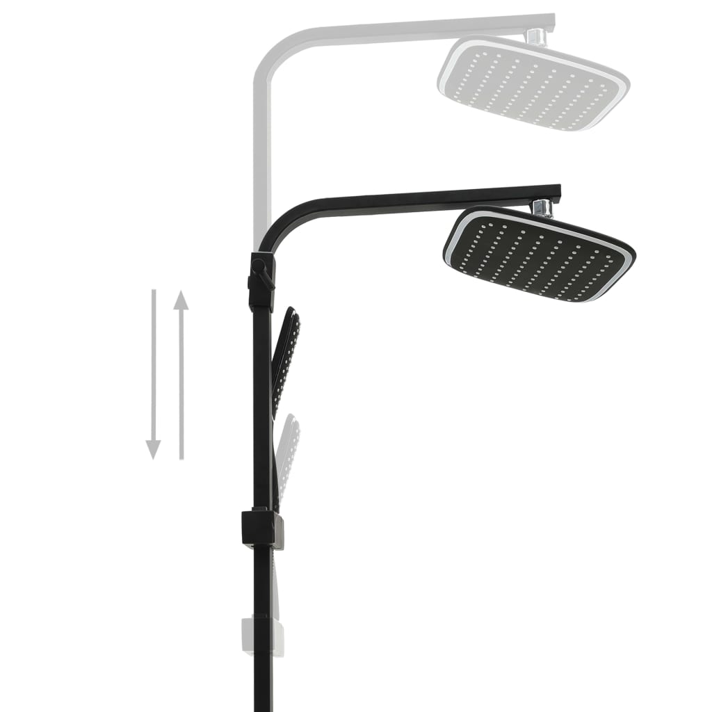 Black Dual Shower Head Set with Mixer and Hose - Bend