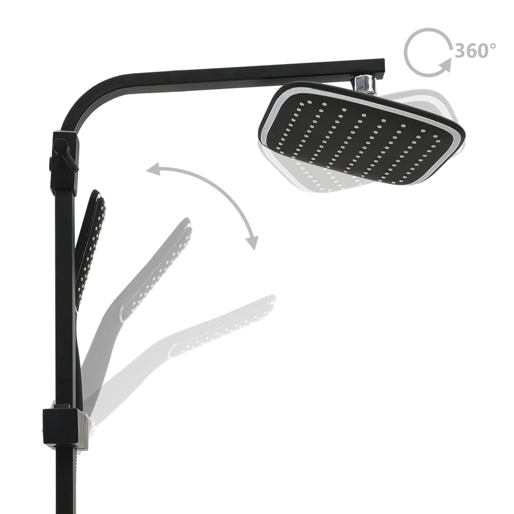 Black Dual Shower Head Set with Mixer and Hose - Bend