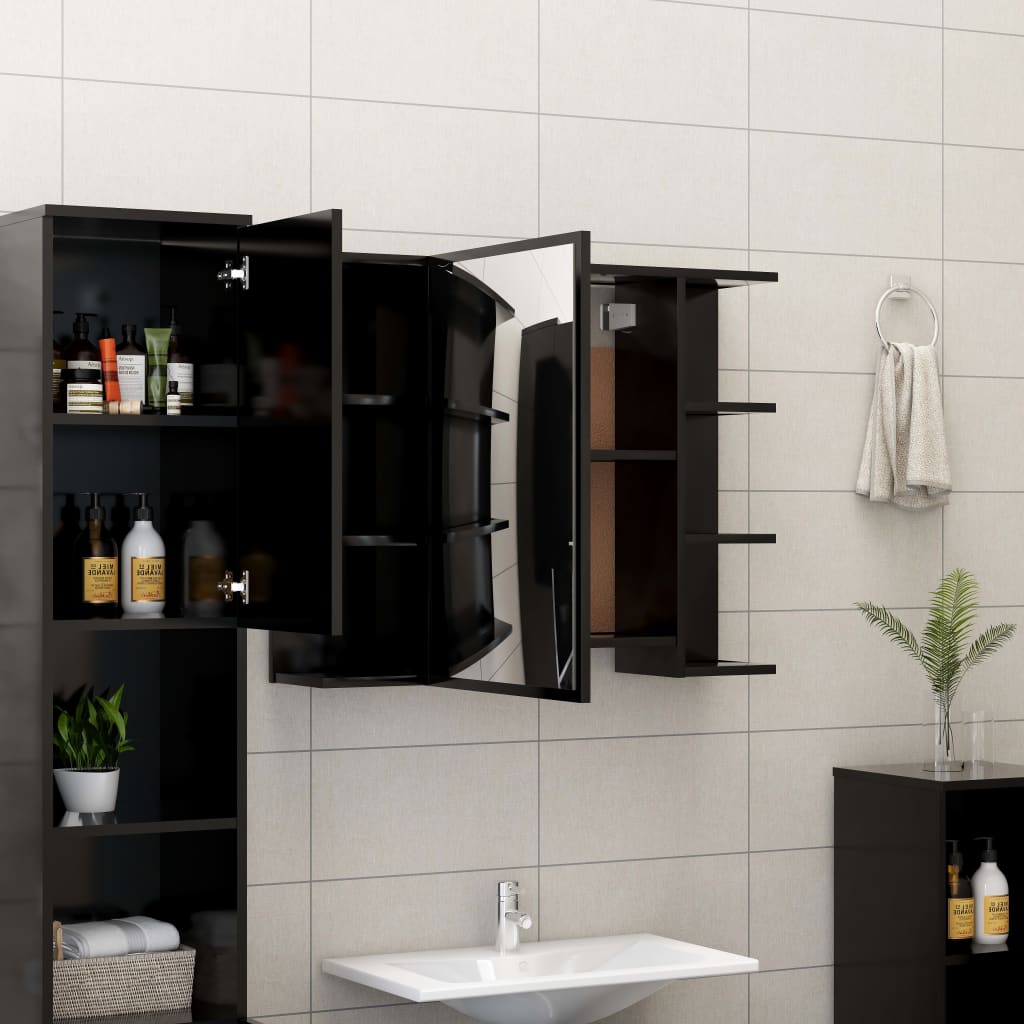 Bathroom Mirror Cabinet Black 80x20.5x64 cm Engineered Wood - Bend