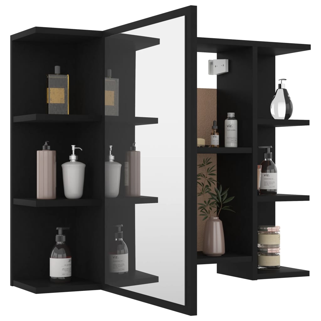 Bathroom Mirror Cabinet Black 80x20.5x64 cm Engineered Wood - Bend