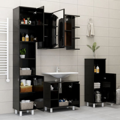 Bathroom Mirror Cabinet Black 80x20.5x64 cm Engineered Wood - Bend