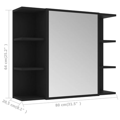 Bathroom Mirror Cabinet Black 80x20.5x64 cm Engineered Wood - Bend