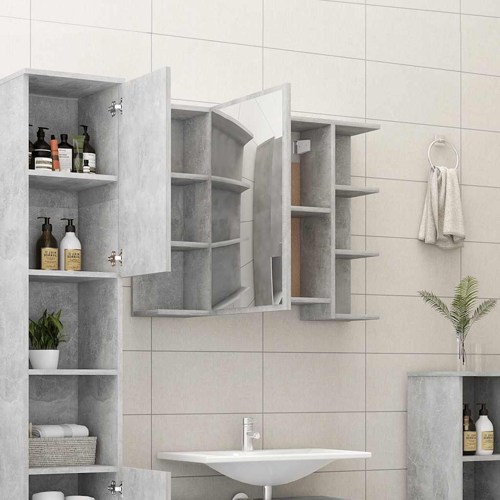 Bathroom Mirror Cabinet Concrete Grey 80x20.5x64 cm Engineered Wood - Bend