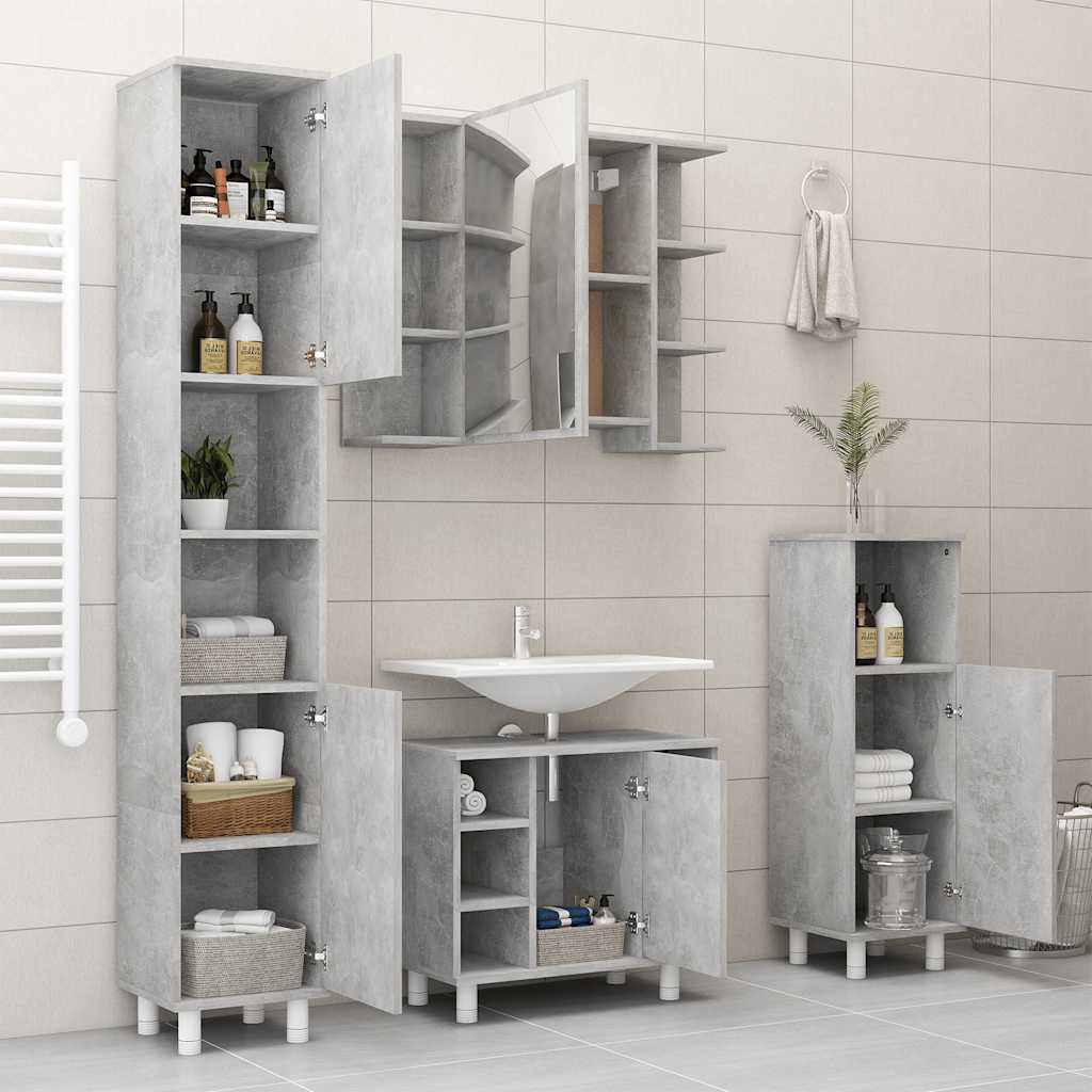 Bathroom Mirror Cabinet Concrete Grey 80x20.5x64 cm Engineered Wood - Bend