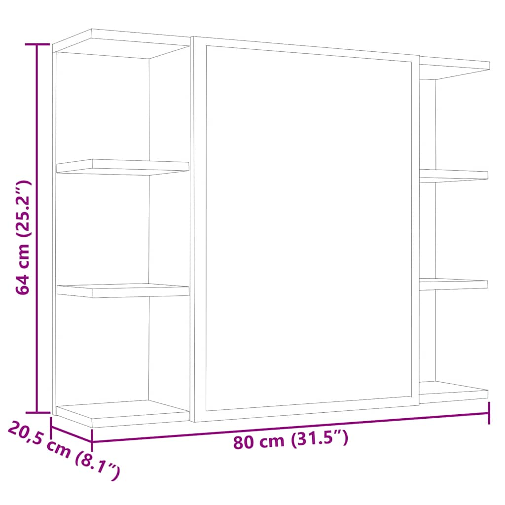 Bathroom Mirror Cabinet Concrete Grey 80x20.5x64 cm Engineered Wood - Bend