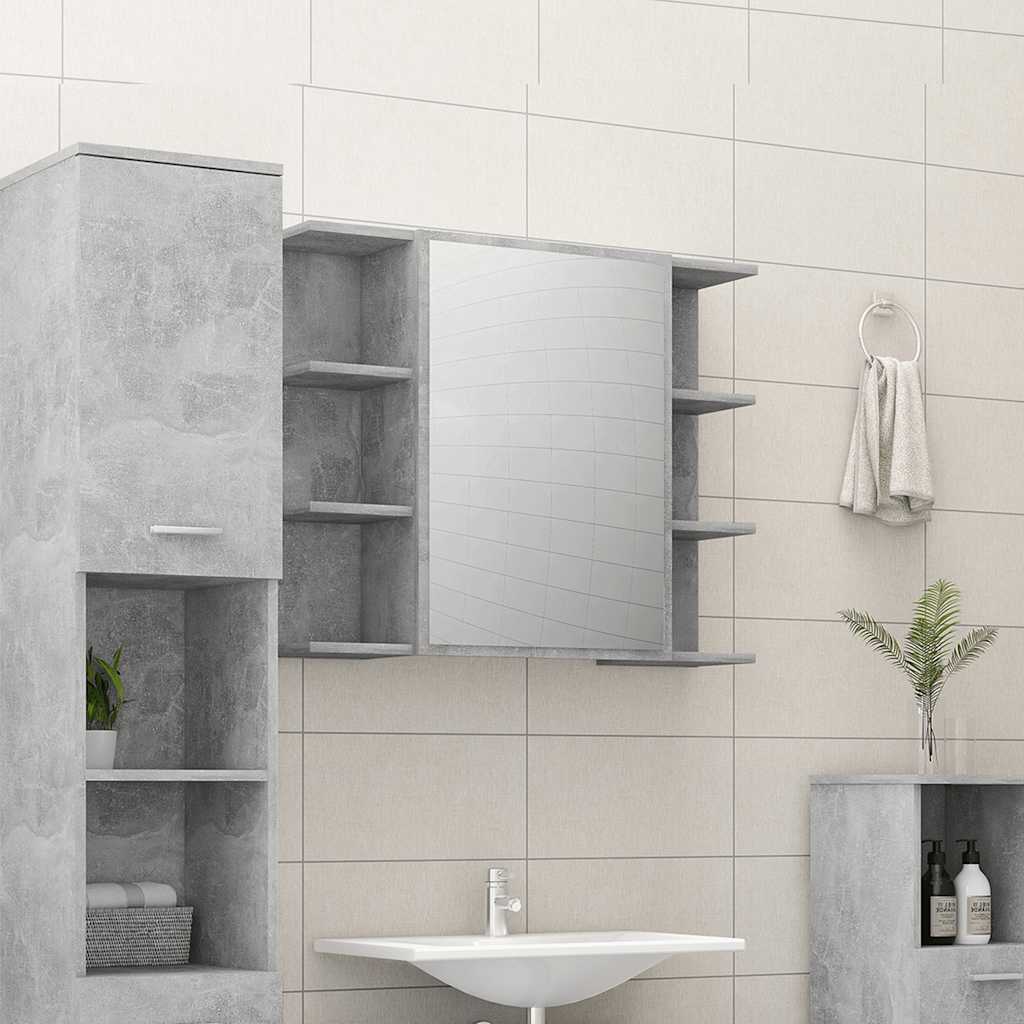 Bathroom Mirror Cabinet Concrete Grey 80x20.5x64 cm Engineered Wood - Bend