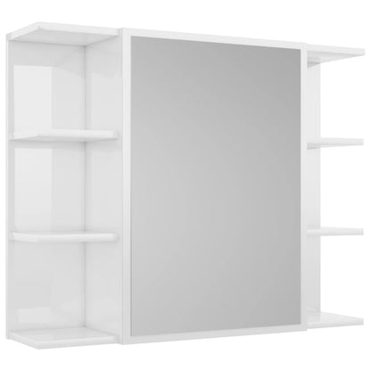 Bathroom Mirror Cabinet High Gloss White 80x20.5x64 cm Engineered Wood - Bend