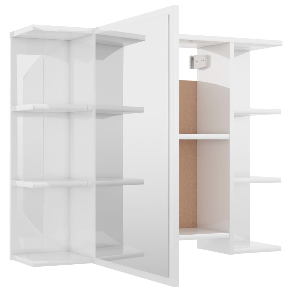 Bathroom Mirror Cabinet High Gloss White 80x20.5x64 cm Engineered Wood - Bend