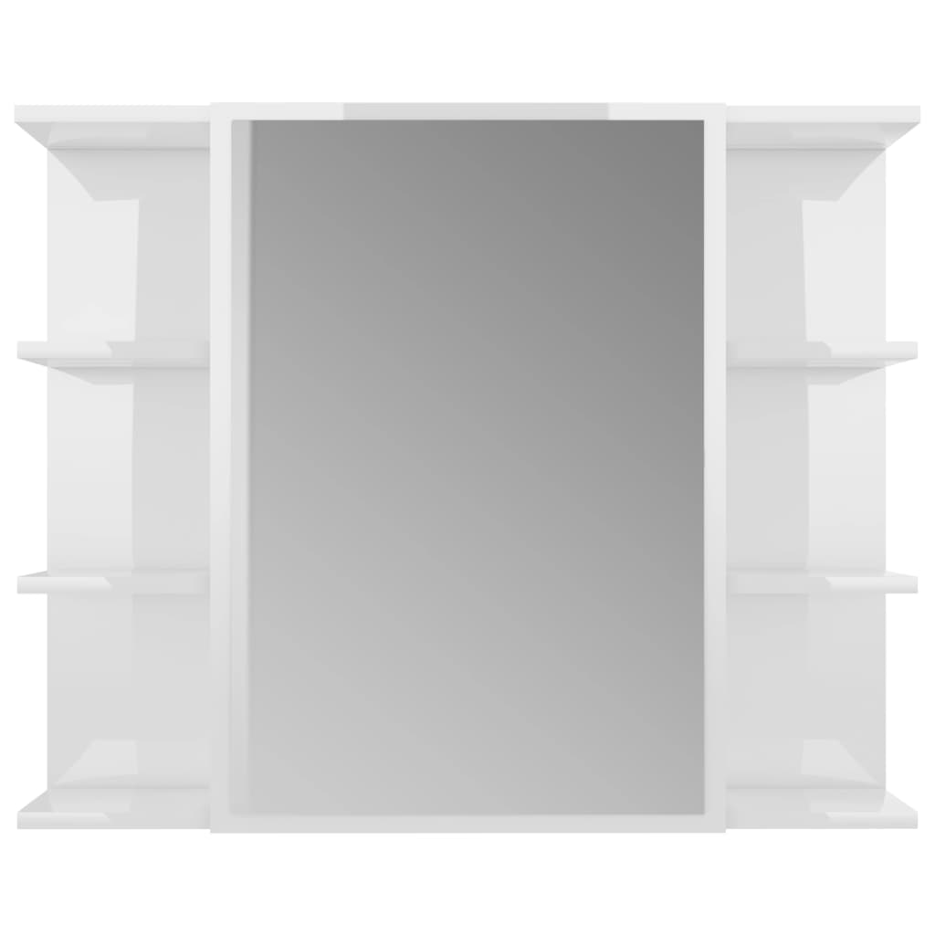 Bathroom Mirror Cabinet High Gloss White 80x20.5x64 cm Engineered Wood - Bend