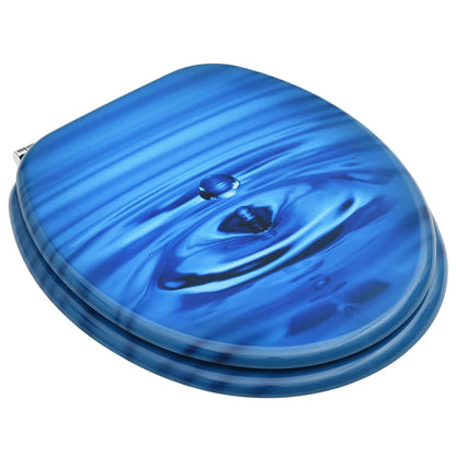 WC Toilet Seat with Lid MDF Blue Water Drop Design - Bend