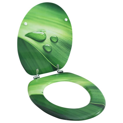 MDF Toilet Seat Lid - Green Water Drop Design