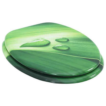 MDF Toilet Seat Lid - Green Water Drop Design