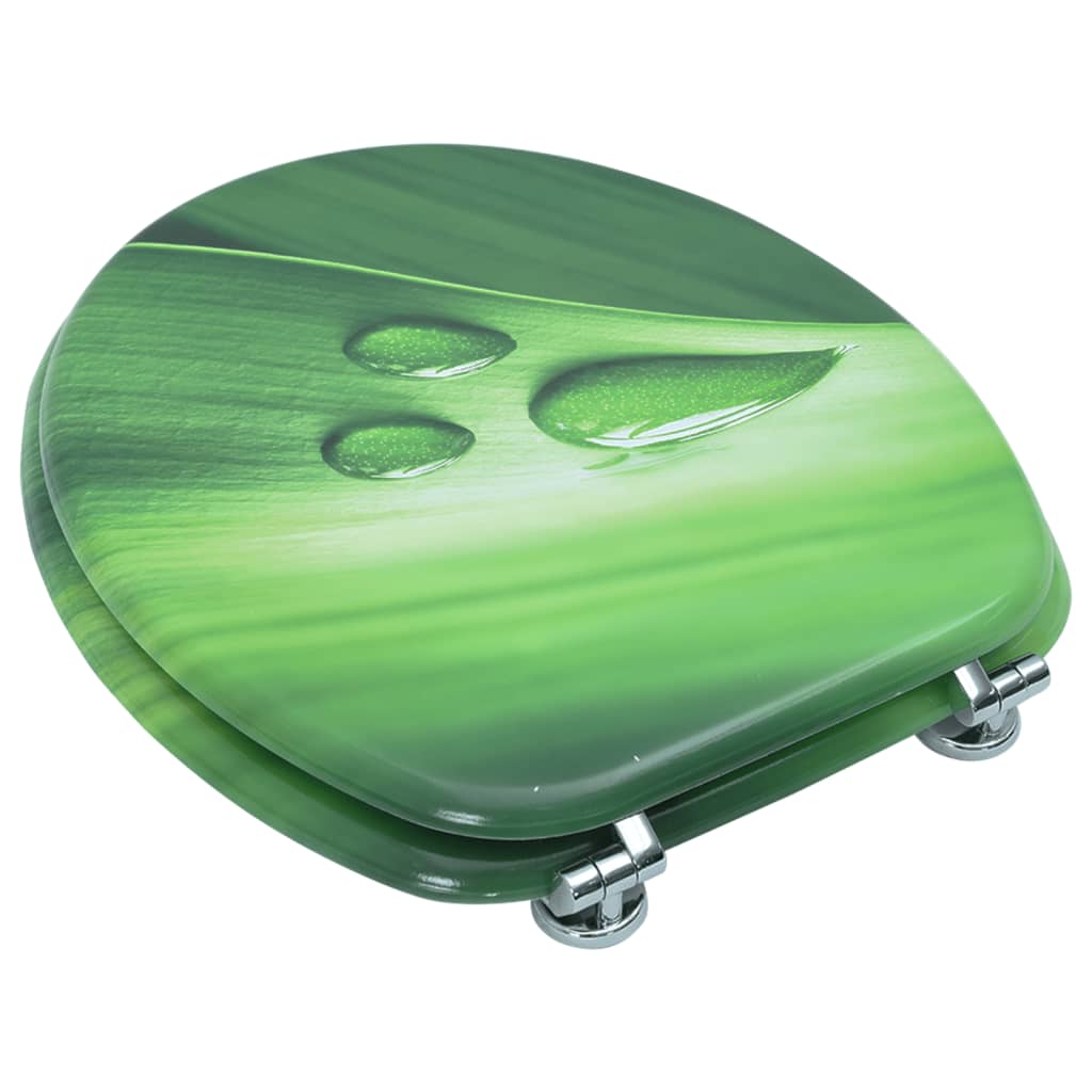 MDF Toilet Seat Lid - Green Water Drop Design