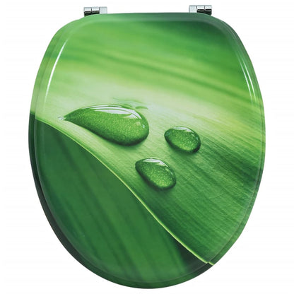 MDF Toilet Seat Lid - Green Water Drop Design